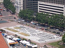 Inlay of L'Enfant Plan in Freedom Plaza, looking northwest in June 2005 from the observation deck in the Old Post Office Building Clock Tower Federal Plaza, Washington, DC.jpg