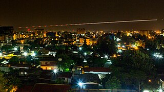 Long exposure shot of aircraft langing in Addis Ababa Bole International airport (ADD), runway 07R.