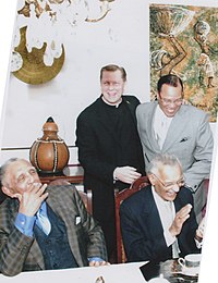 Fr. Michael Pfleger, Rev. Joseph Lowery, Min. Louis Farrakhan and C.T. Vivian Fr. Michael Pfleger, Rev. Joseph Lowery, Min. Louis Farrakhan and C.T. Vivian conversing in the Rectory dining room (14752023375).jpg