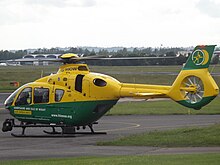 The current H&IOW Air Ambulance - G-HIOW - an Airbus H135 G-HIOW Eurocopter EC135 Helicopter Hampshire and Isle of Wight Air Air ambulance Babcock Mission Critical Services Onshore Ltd (35646401042).jpg