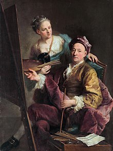 Zelfportret met zijn dochter, ca.  1750