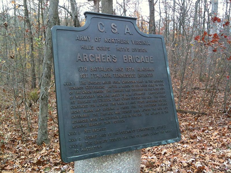 File:Gettysburg Marker to Archer's Brigade.jpg
