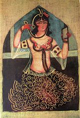 18th-century Qajar art. Girl with mirror, Museum of Georgia