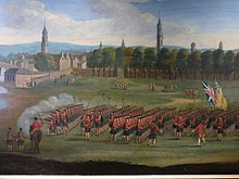 Detail from a painting showing 42nd Regiment of Foot (Black Watch) recruits being reviewed on Glasgow Green, c. 1758 Glasgow Green, c.1758 (Black Watch) detail 1.JPG