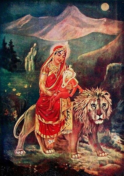 Parvati with her son Ganesha