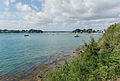 Le Golfe du Morbihan vu du littoral est de la pointe du Trec'h.