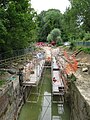 Gough's Orchard lock on the Thames & Severn canal undergoing restoration by Waterway Recovery Group in August 2009