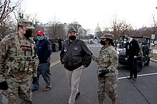 Hogan visiting Maryland Army National Guard troops deployed in Washington, D.C., two days before Joe Biden's presidential inauguration Governor Supports Maryland NG in DC (50850630583).jpg