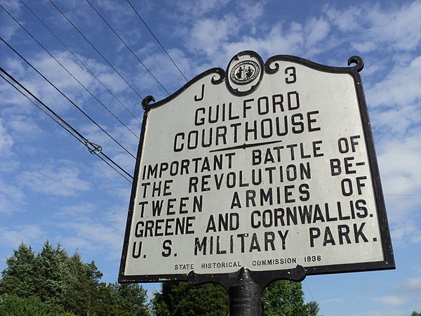 State historical marker for Guilford Courthouse