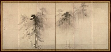 Hasegawa Tohaku - Pine Trees (Shōrin-zu byōbu) - left hand screen