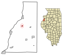 Location of Gladstone in Henderson County, Illinois.