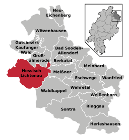 Läget för Hessisch Lichtenau i Werra-Meissner-Kreis