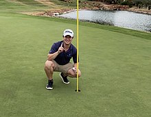 An amateur golfer celebrates a hole in one. Hole in One Golfer.jpg