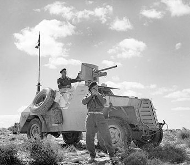 A South African Marmon-Herrington Armoured Car conducting reconnaissance in North Africa.
