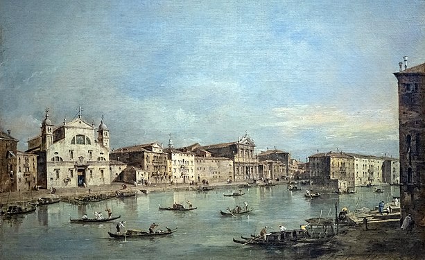 Le Grand canal avec Santa Lucia et Santa Maria di Nazareth par Francesco Guardi, vers 1780 Musée Thyssen-Bornemisza, Madrid[1]