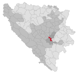 Location of Ilidža within Bosnia and Herzegovina.