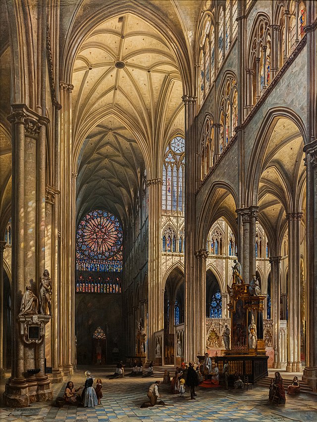 Жюль Виктор Жениссон. «Интерьер Амьенского собора» (холст, масло, 1842 год)