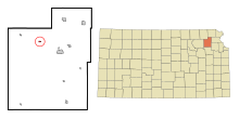 Jackson County Kansas Zonele încorporate și necorporate Circleville Highlighted.svg