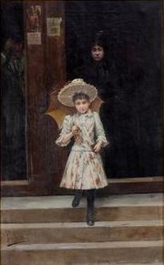 Out of Mass (1893), oil on canvas by Joan Ferrer Miro Joan Ferrer i Miro- Sortida de missa- 169.jpg