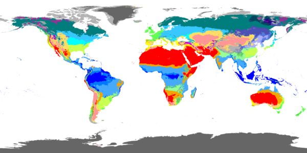 Worldwide Köppen climate classifications