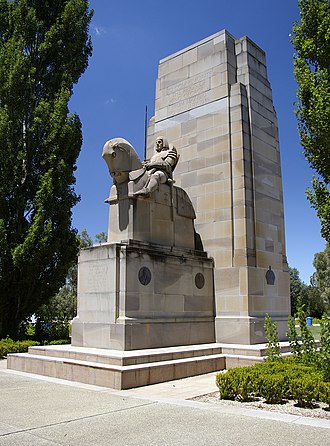 The western face of the King George V Memorial, showing the statue depicting Saint George King George V Memorial.jpg
