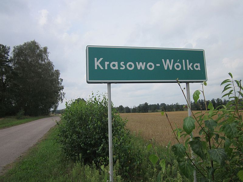 File:Krasowo-Wólka - tablica z nazwą miejscowości.jpg