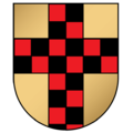 Or [tenné] a cross chequy gules and sable