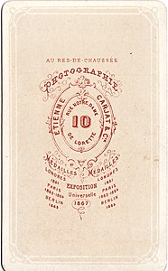 Verso d'une photo-carte de visite, rue Notre-Dame-de-Lorette, après 1869.