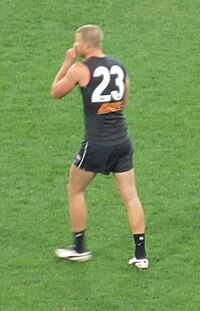 Lachie Henderson became the first player in history to be traded for a future draft pick when he was traded to Geelong from Carlton Lachlan Henderson.jpg