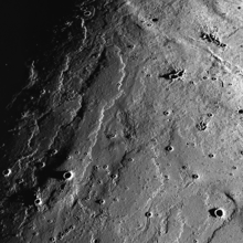 Old hardened lava flows of Mare Imbrium forming wrinkle ridges Lava flows in Mare Imbrium (AS15-M-1558).png