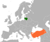 Location map for Lithuania and Turkey.