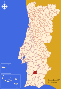 Aljustrel belediyesini gösteren Portekiz haritası