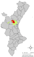 Localització de Llíria respecte a la Comunitat Valenciana