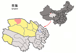 Location of Lenghu within Qinghai (China).png