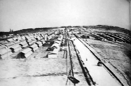 Vue du camp d'internement de Gurs vers 1939.