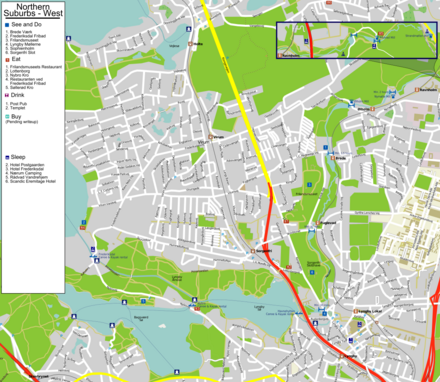 Lyngby & Holte West: The area bordering the lake and riverland of the suburbs.