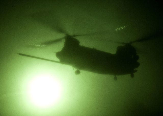 Special Forces Operational Detachments 555 and A-595 were inserted into Afghanistan at night in zero-visibility conditions aboard two MH-47 Chinook he