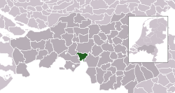 Highlighted position of Goirle in a municipal map of North Brabant