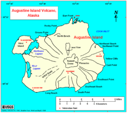 USGS map of Augustine Volcano island