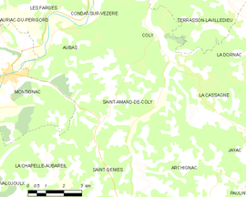 Mapa obce Saint-Amand-de-Coly