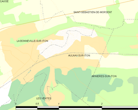 Mapa obce Aulnay-sur-Iton