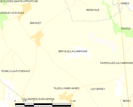 Mapa obce Berville-la-Campagne