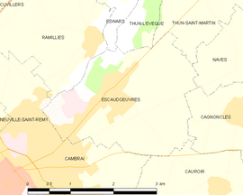 Mapa obce Escaudoeuvres