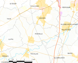 Mapa obce Ponteilla