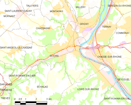 Mapa obce Givors