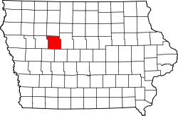 map of Iowa highlighting Calhoun County