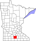 Map of Minnesota highlighting Blue Earth County.svg