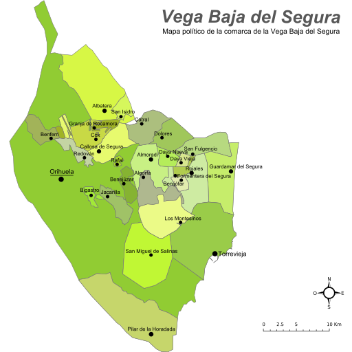 Mapa político de la Vega Baja del Segura