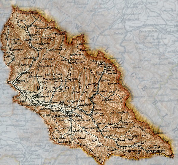 Máramaros County (Hungarian: Máramaros vármegye; Romanian: Comitatul Maramureș; Ukrainian: Комітат Марамарош), 1905