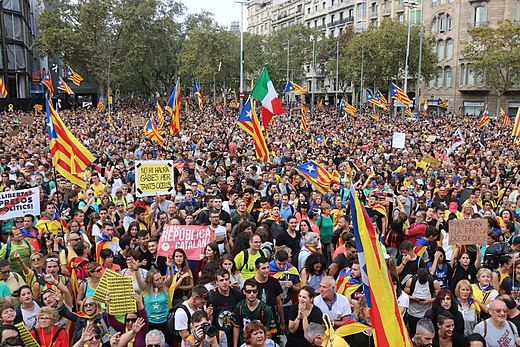 Een betoging in Barcelona, 2019